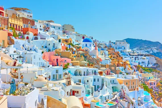 Vista panorâmica de Santorini